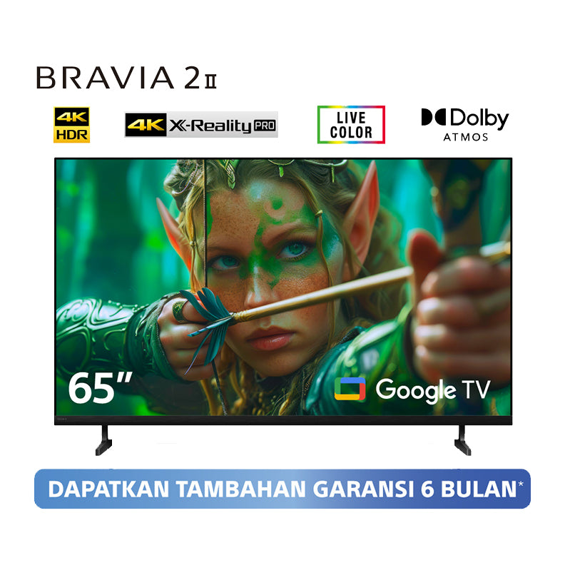 Sony | BRAVIA 2 II 65 Inch TV | 4K Ultra HD | High Dynamic Range (HDR) | Smart TV (Google TV) | 2024 Model