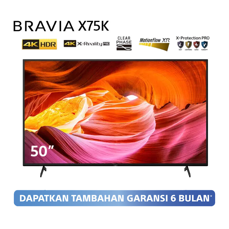 Sony | BRAVIA X75K 50 Inch TV | 4K Ultra HD | High Dynamic Range (HDR) | Smart TV (Google TV) | 2022 Model