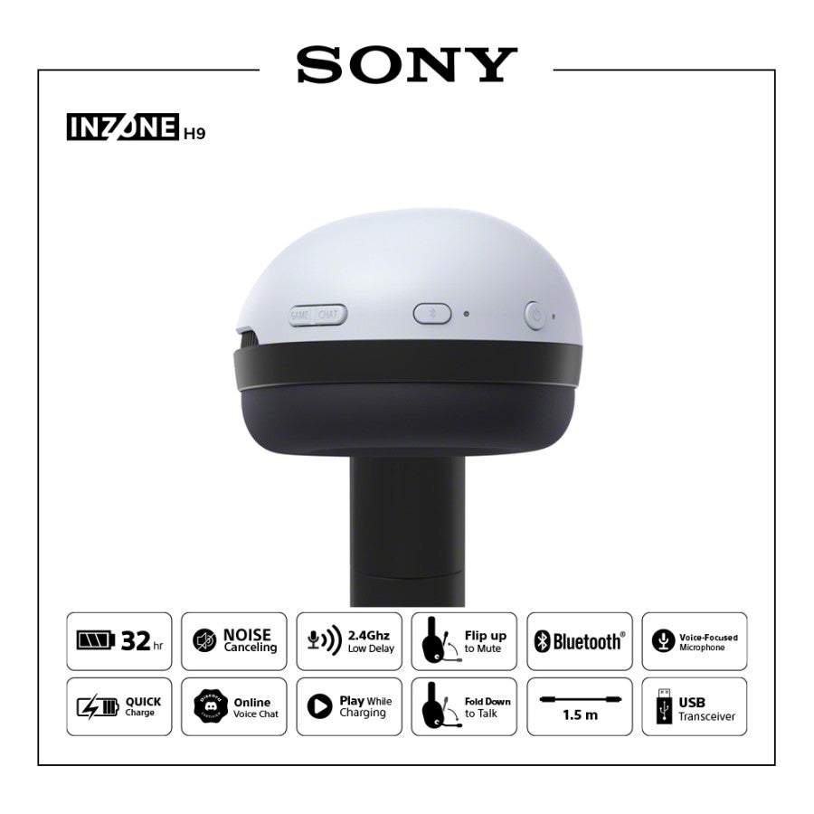 Sony INZONE H9 Wireless Noise-Canceling Gaming Headset (Black)