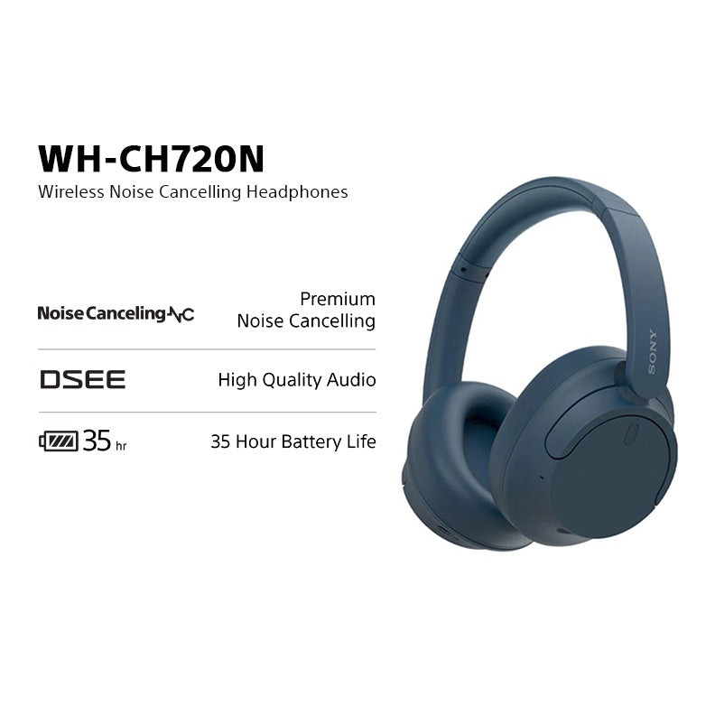Sony WH-CH720N Wireless Over-Ear Noise-Canceling Headphones (Blue)