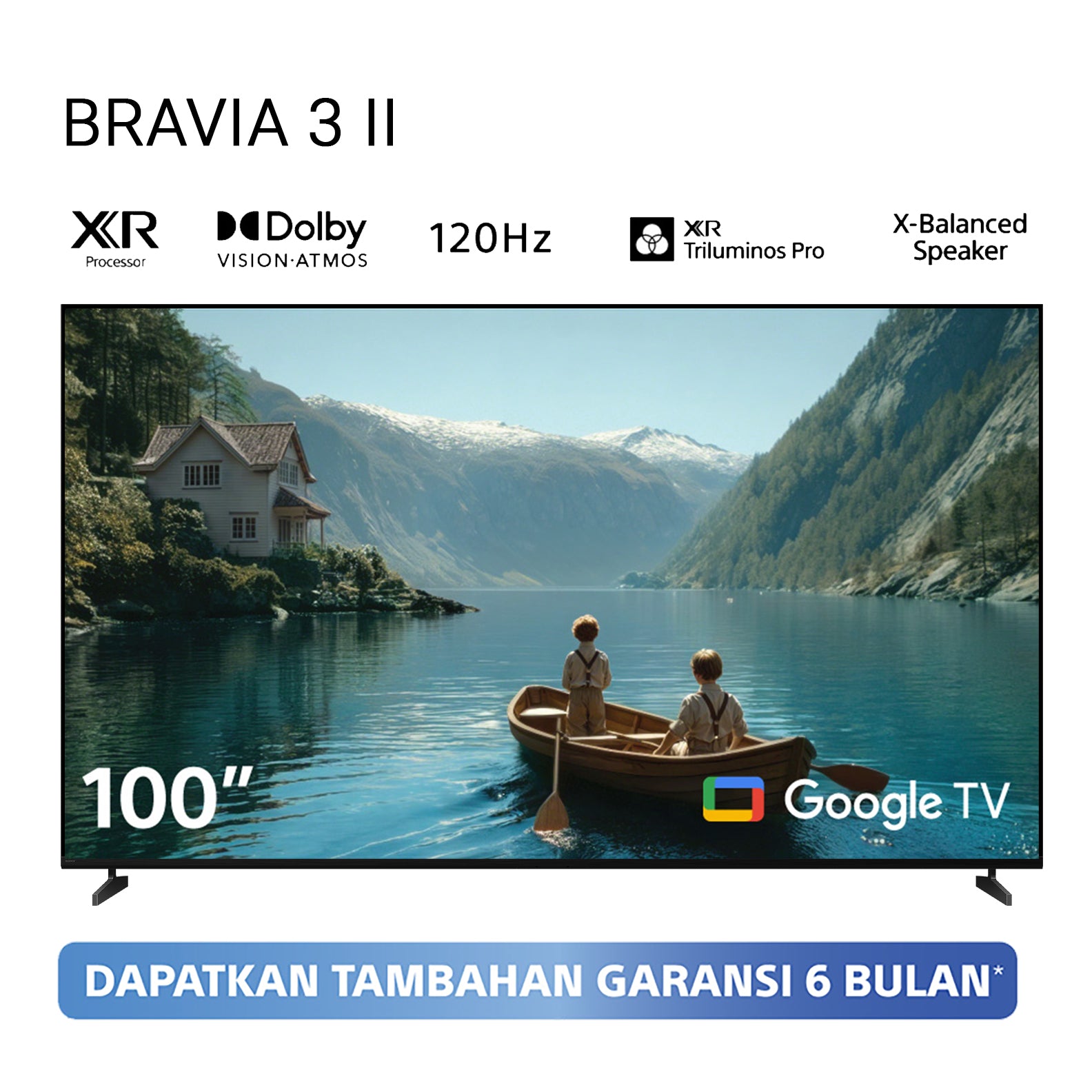 Sony | BRAVIA 3 II 100 Inch TV | XR Processor | 4K Ultra HD | High Dynamic Range (HDR) | Smart TV (Google TV) | 2026 Model