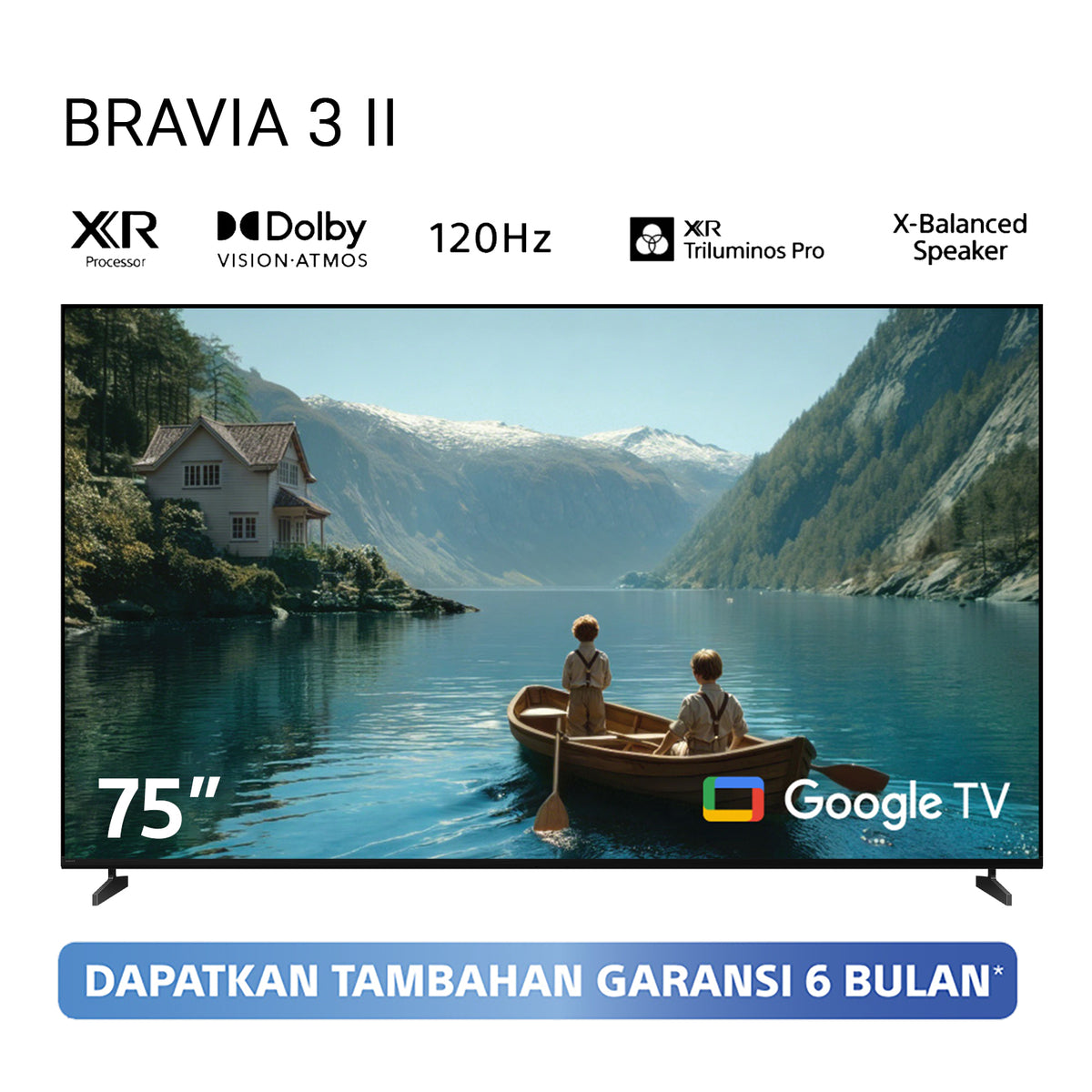 Sony | BRAVIA 3 II 75 Inch TV | XR Processor | 4K Ultra HD | High Dynamic Range (HDR) | Smart TV (Google TV) | 2026 Model