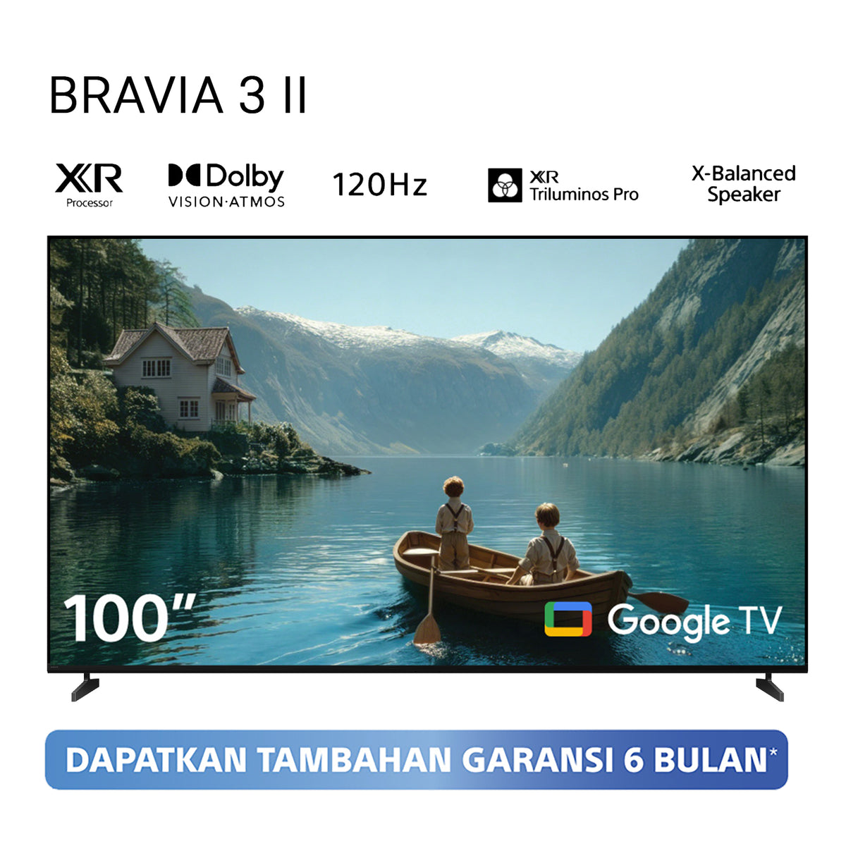 Sony | BRAVIA 3 II 100 Inch TV | XR Processor | 4K Ultra HD | High Dynamic Range (HDR) | Smart TV (Google TV) | 2026 Model