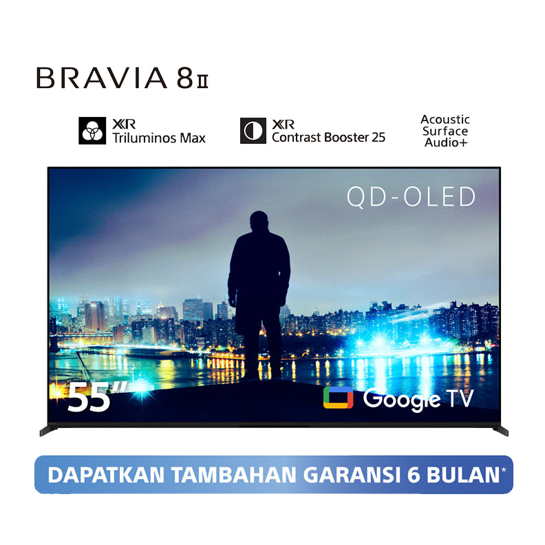 Sony | BRAVIA 8 II 55 Inch TV | QD-OLED | 4K Ultra HD | High Dynamic Range (HDR) | Smart TV (Google TV) | 2025 Model