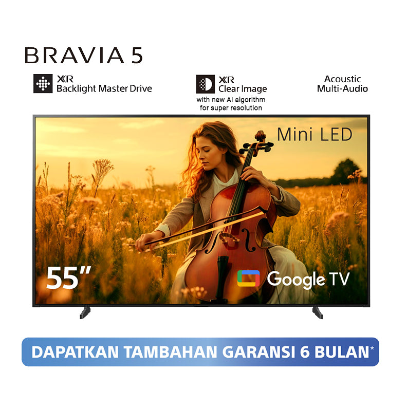 Sony | BRAVIA 5 55 Inch TV | Mini LED | 4K Ultra HD | High Dynamic Range (HDR) | Smart TV (Google TV) | 2025 Model