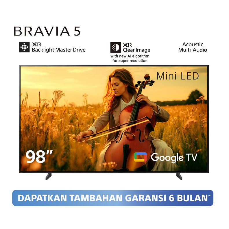 Sony | BRAVIA 5 98 Inch TV | Mini LED | 4K Ultra HD | High Dynamic Range (HDR) | Smart TV (Google TV) | 2025 Model