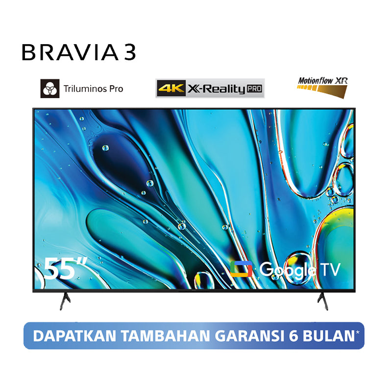 Sony | BRAVIA 3 55 Inch TV | 4K HDR Processor X1 | 4K Ultra HD | High Dynamic Range (HDR) | Smart TV (Google TV) | 2024 Model