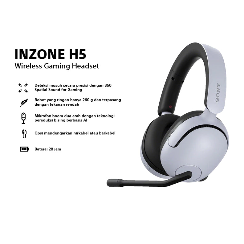 Sony INZONE H5 Wireless Gaming Headset WH-G500 White