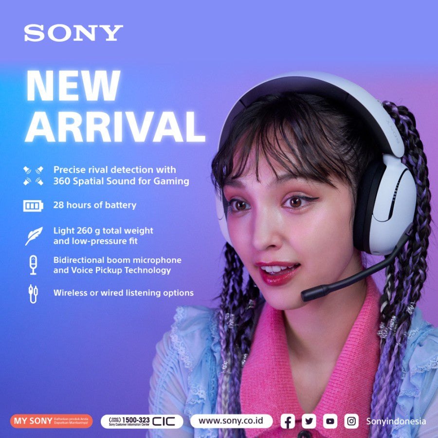 Sony INZONE H5 Wireless Gaming Headset WH-G500 White