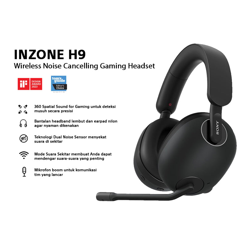 Sony INZONE H9 Wireless Noise-Canceling Gaming Headset (Black)