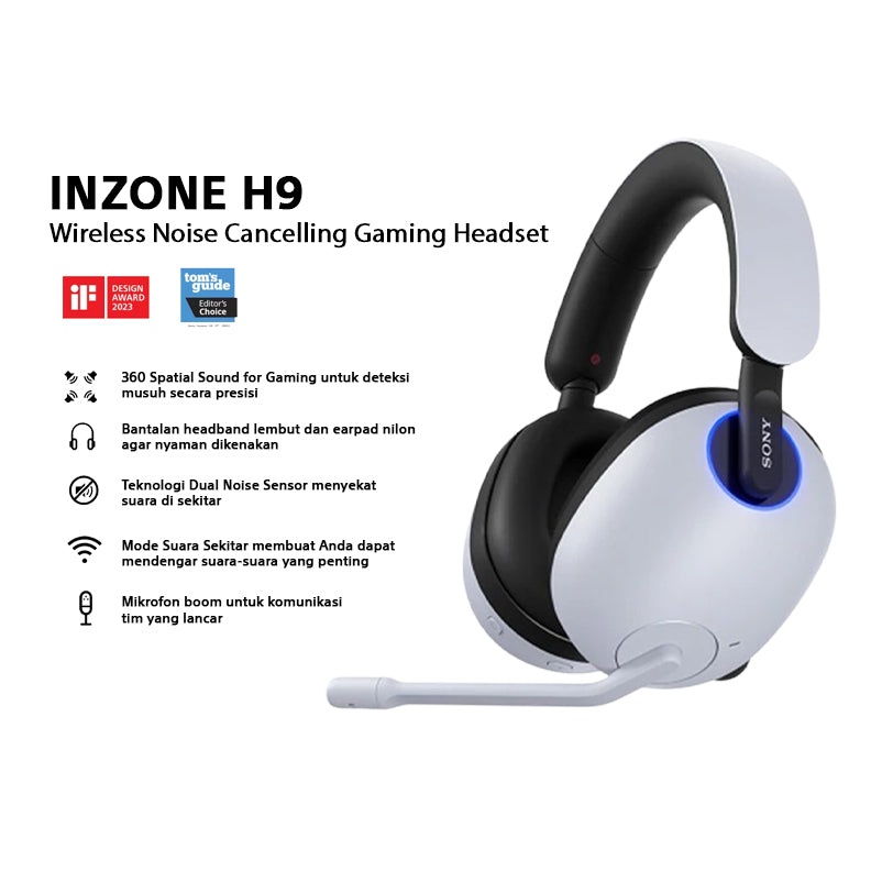 Sony INZONE H9 Wireless Noise-Canceling Gaming Headset (White)