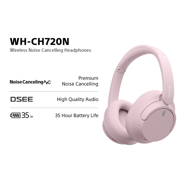 Sony WH-CH720N Wireless Over-Ear Noise-Canceling Headphones (Pink)