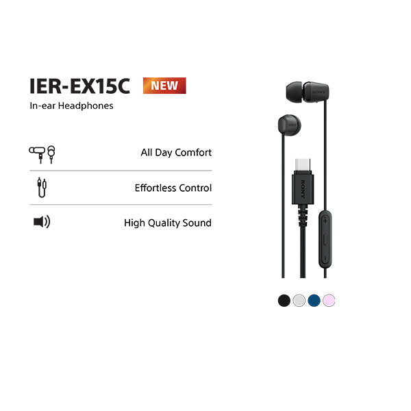 SONY IER-EX15C USB-C Wired Earphones Black