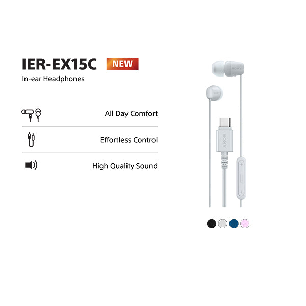 SONY IER-EX15C USB-C Wired Earphones White