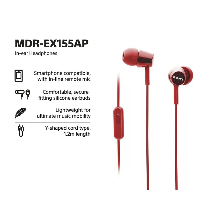 Sony MDR-EX155APRQE  In-ear Headphones Red
