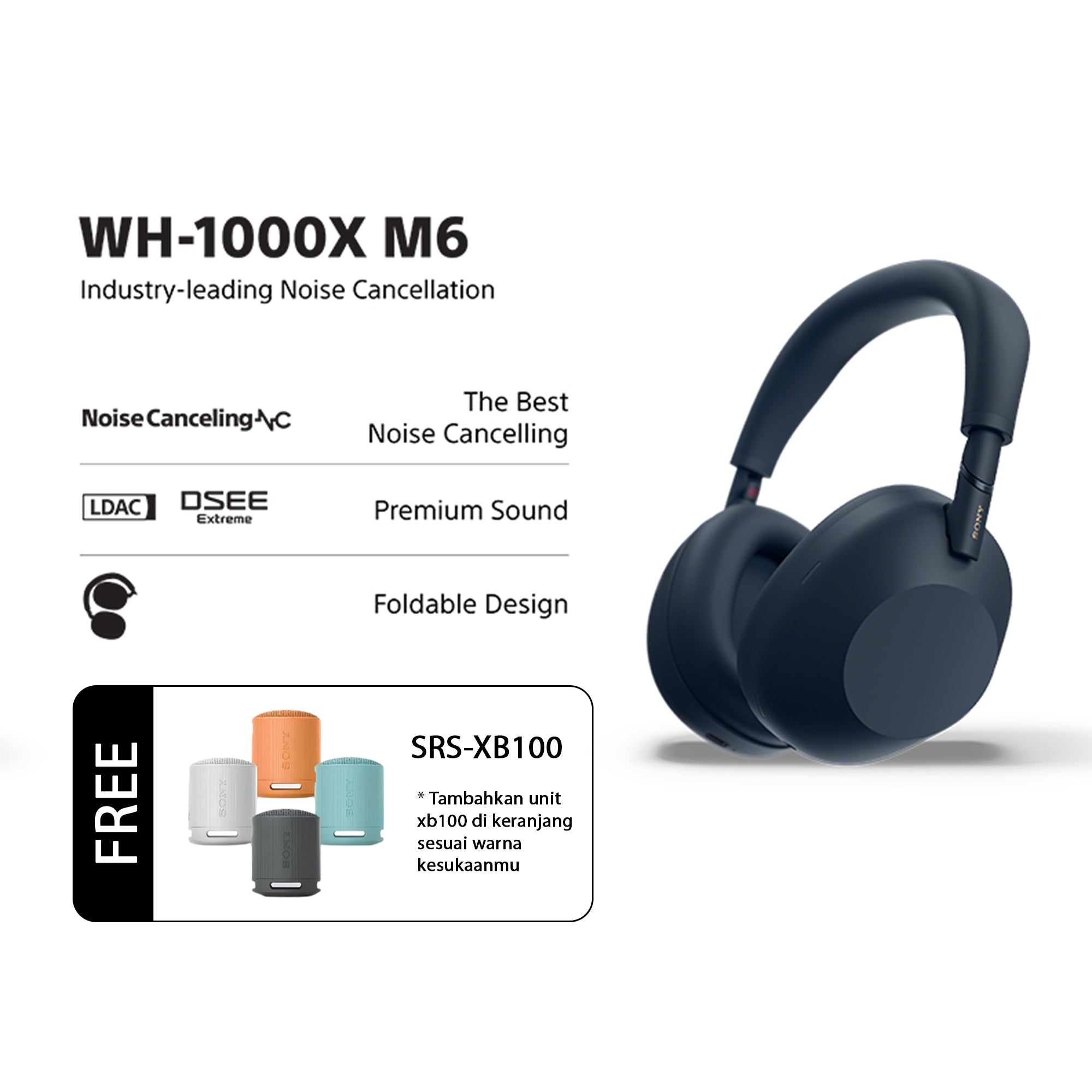 SONY WH-1000XM6 Noice Cancelling Headphones Blue
