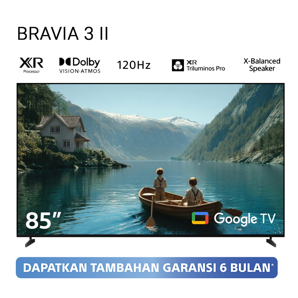 Sony | BRAVIA 3 II 85 Inch TV | XR Processor | 4K Ultra HD | High Dynamic Range (HDR) | Smart TV (Google TV) | 2026 Model