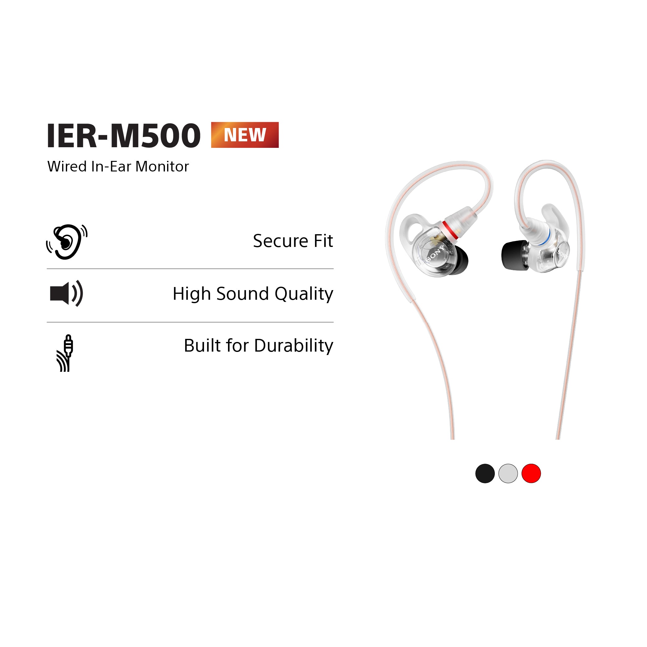 SONY IER-M500 Wired In-Ear Monitor Professional Audio IER-M500 Clear