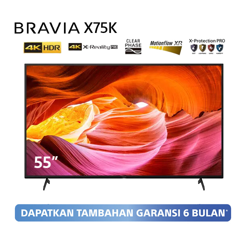 Sony | BRAVIA X75K 55 Inch TV | 4K Ultra HD | High Dynamic Range (HDR) | Smart TV (Google TV) | 2022 Model